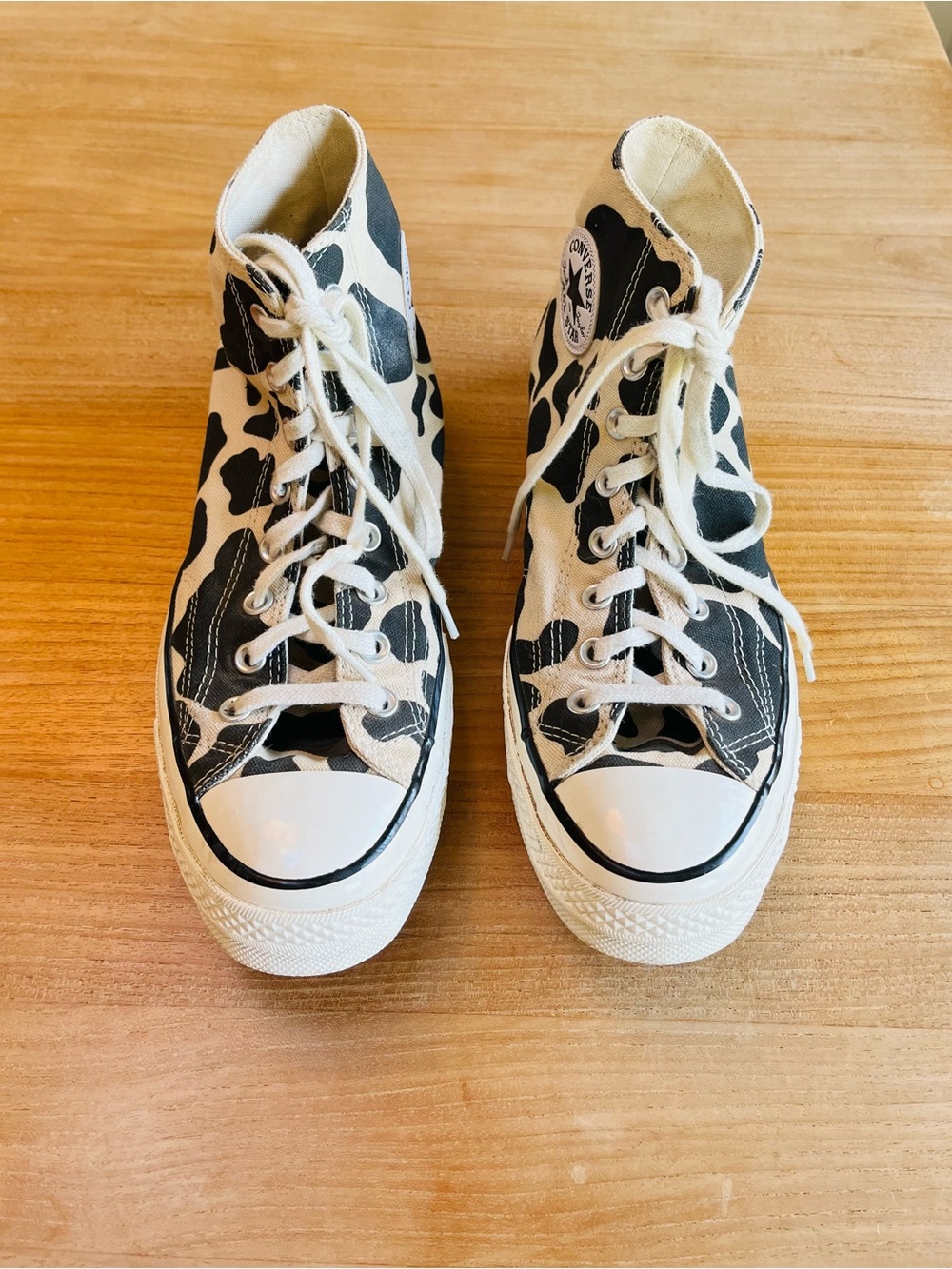 Converse Chuck Taylor All Star High Top Sneakers Black & White Cow Print - 10.5